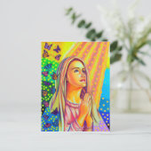 母メアリ祈ーは上から光を当てて ポストカード (スタンド正面)