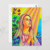 母メアリ祈ーは上から光を当てて ポストカード (正面/裏面)