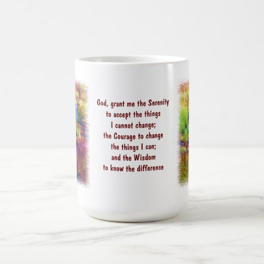 母メリーの庭の平静の祈りの言葉のマグ コーヒーマグカップ (中央)