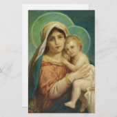 母メリー賛美されたベビーイエス・キリスト 便箋 (正面/裏面)