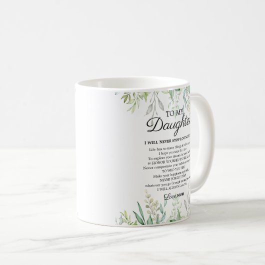 母モダンと娘の勇気付けられるリーフ コーヒーマグカップ (正面右)