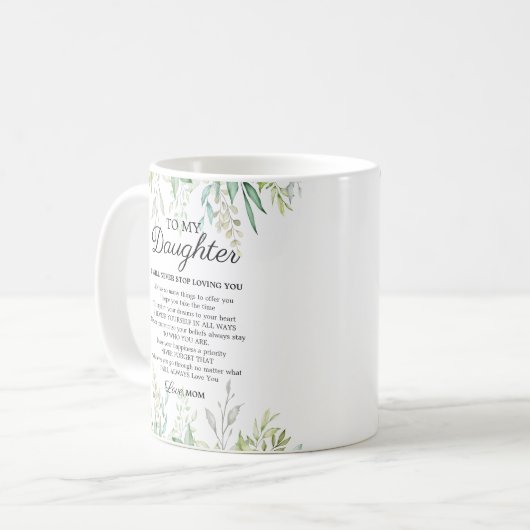 母モダンと娘の勇気付けられるリーフ コーヒーマグカップ (正面左)