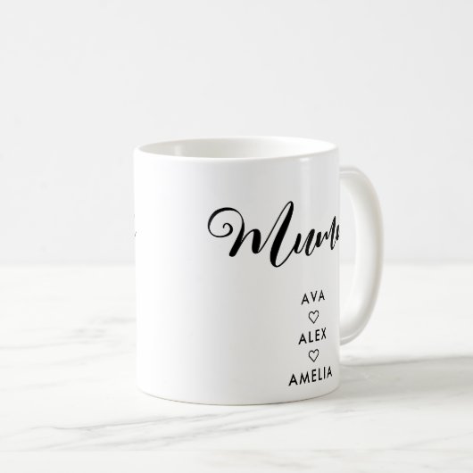 母モダンの日のミイラの名前を持つミニマリスト コーヒーマグカップ (正面右)