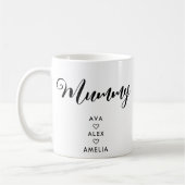母モダンの日のミイラの名前を持つミニマリスト コーヒーマグカップ (左)