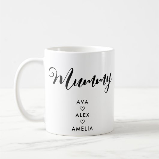 母モダンの日のミイラの名前を持つミニマリスト コーヒーマグカップ (左)