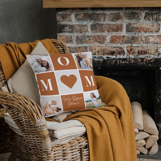母モダンの日の愛4家族の写真コラージュ クッション