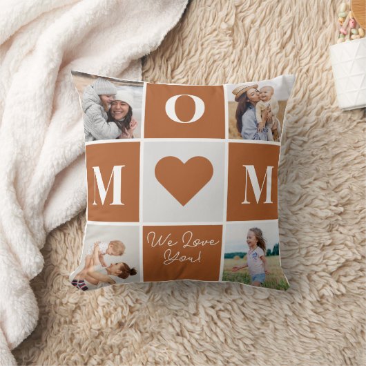 母モダンの日の愛4家族の写真コラージュ クッション (ブランケット)