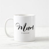 母モダンの日の母の名前を持つミニマリスト コーヒーマグカップ (左)