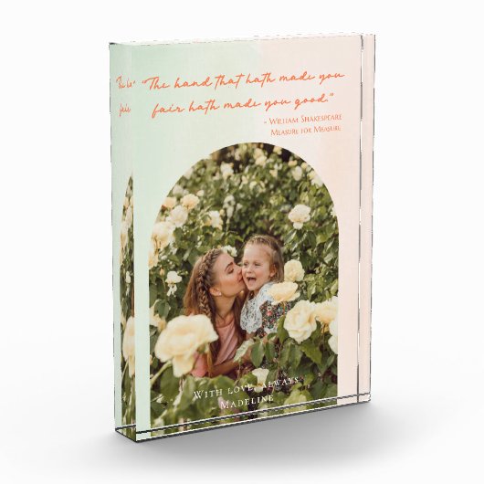 母モダンの日アーチウォーターエレガントカラー引用文 フォトブロック (左)