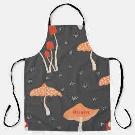 母モダンの日オレンジマッシュルームエプロン エプロン