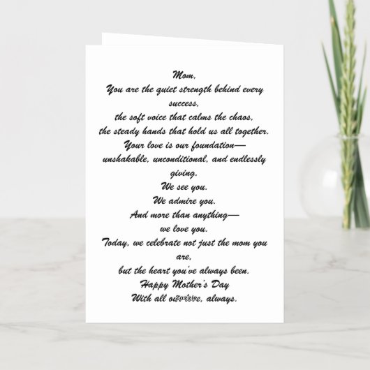 母モダンの日フォイル折りグリーティングカード 箔グリーティングカード (裏面)