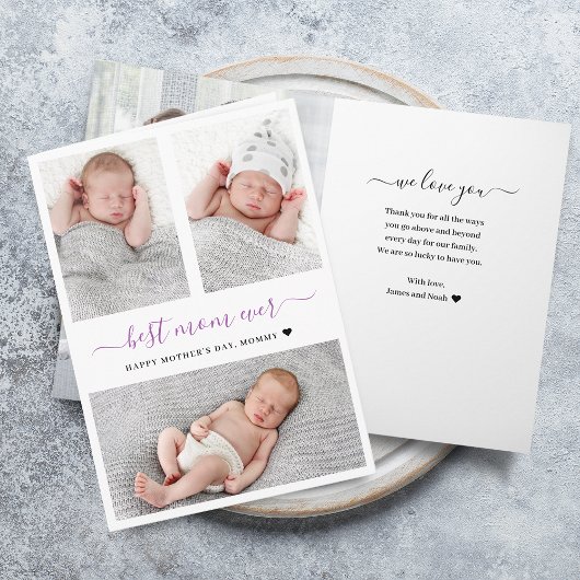 母モダンの日フォトコラージュ折り畳みカード カード