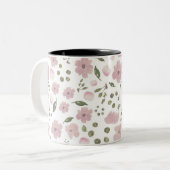 母モダンエレガント母の日にピンクのフローラマグカップ ツートーンマグカップ (正面左)