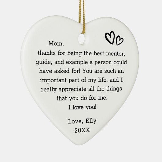 母モダンタイプライター引用文ハートの贈り物 セラミックオーナメント (右)