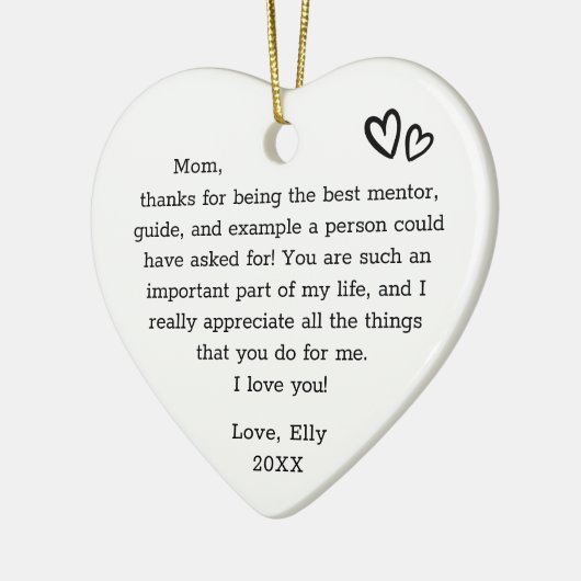 母モダンタイプライター引用文ハートの贈り物 セラミックオーナメント (左)