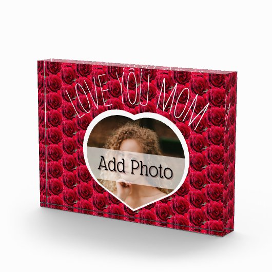 母モダンハート写真のための愛あなた母のギフト フォトブロック (右)
