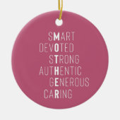 母モダン定義の子供の名前ほこりっぽいバラ セラミックオーナメント (正面)