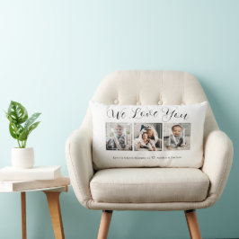 母モダン家族の写真コラージュ ランバークッション