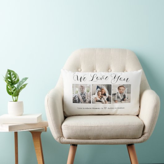 母モダン家族の写真コラージュ ランバークッション (椅子)