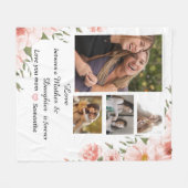 母モダン母の娘引用文4 Photo Collage フリースブランケット (正面(横))