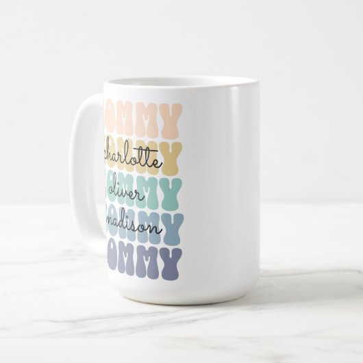 母モダン母の子供が母の日の贈り物に名前 コーヒーマグカップ (正面左)
