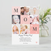 母モダン母の日ママ6枚の写真コラージュピンクの珊瑚 カード (スタンド正面)