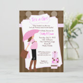 母モダン赤ちゃんシャワー招待状- Baby Girl! 招待状 (スタンド正面)
