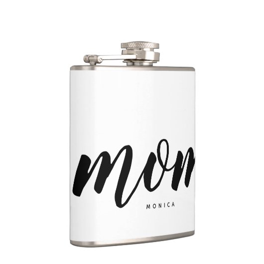 母モダン黒白パーソナライズされた フラスク (右)