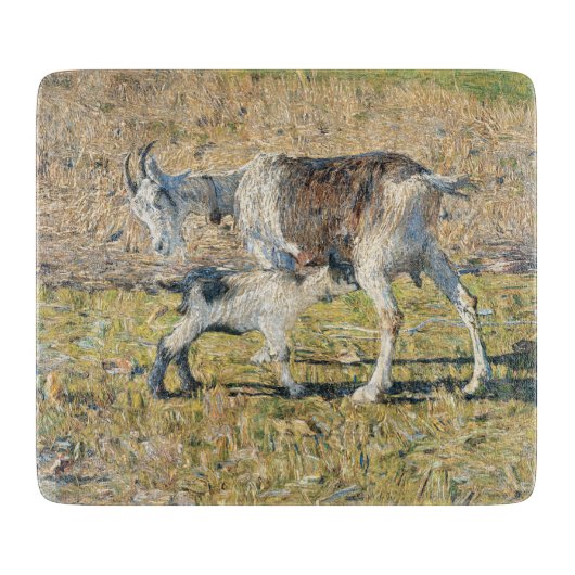 母ヤギと幼い子(Segantini) カッティングボード (正面)