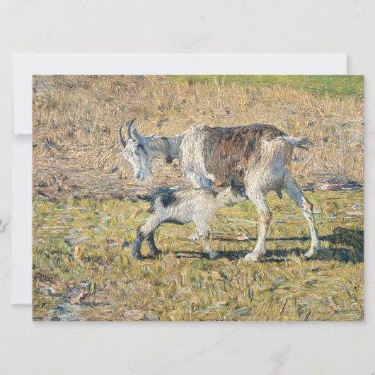 母ヤギと幼い子(Segantini) カード (正面)