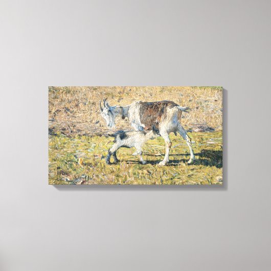 母ヤギと幼い子(Segantini) キャンバスプリント (正面)