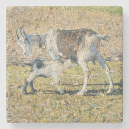 母ヤギと幼い子(Segantini) ストーンコースター
