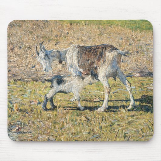 母ヤギと幼い子(Segantini) マウスパッド (正面)