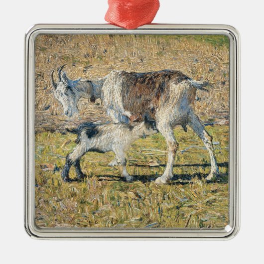 母ヤギと幼い子(Segantini) メタルオーナメント (正面)