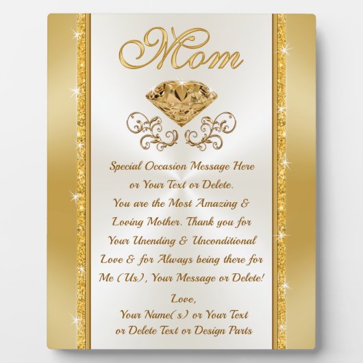 母ユニーク子の贈り物，母の個人名札 フォトプラーク (正面)