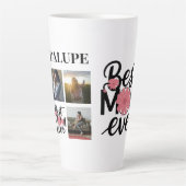 母ユニーク5枚の写真コラージュ カフェラテマグ (正面)