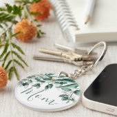 母ユーカリモダンの葉水彩写真 キーホルダー (正面右)