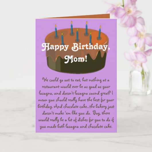 母ユーモアのある誕生日カード – 誕生日食品 カード (蘭)