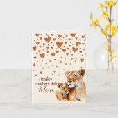 母ライオンと赤ちゃんの母の日 カード (黄色い花)