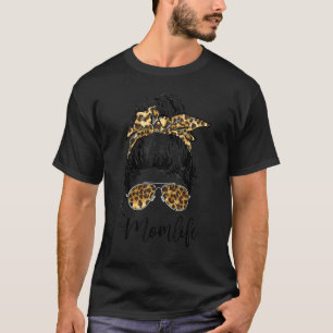 母ライフバンダナグラスレオパード乱雑Bun母' Tシャツ