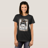 母ライフヒョウ乱雑Bun漂白女性ママ Tシャツ (正面フル)
