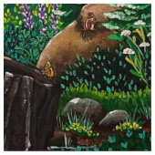 母ラブキツネ布 ファブリック (クローズアップ)