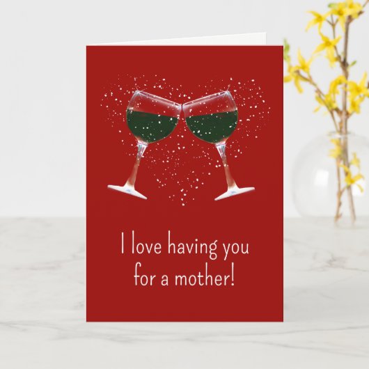 母ワインをテーマにしたバレンタインデーおもしろいス カード (黄色い花)