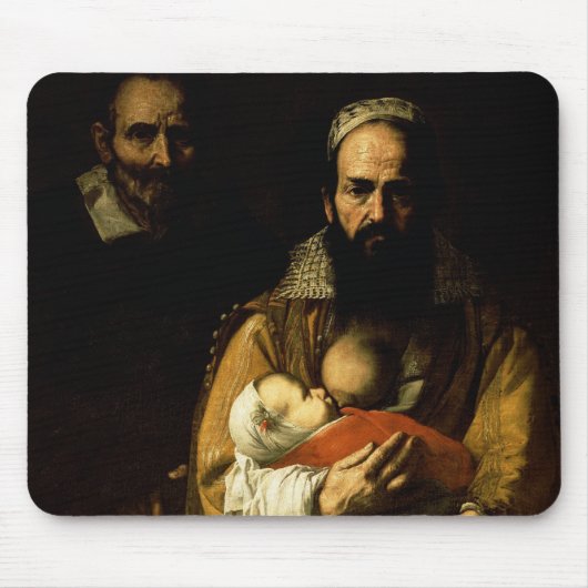 母乳で育てている髭がある女性1631年 マウスパッド (正面)