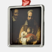 母乳で育てている髭がある女性1631年 メタルオーナメント (左)
