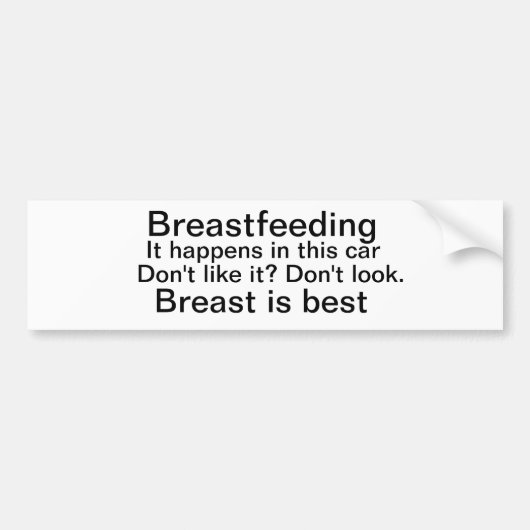 母乳で育てるバンパーステッカー、胸は最も最高のです バンパーステッカー (正面)