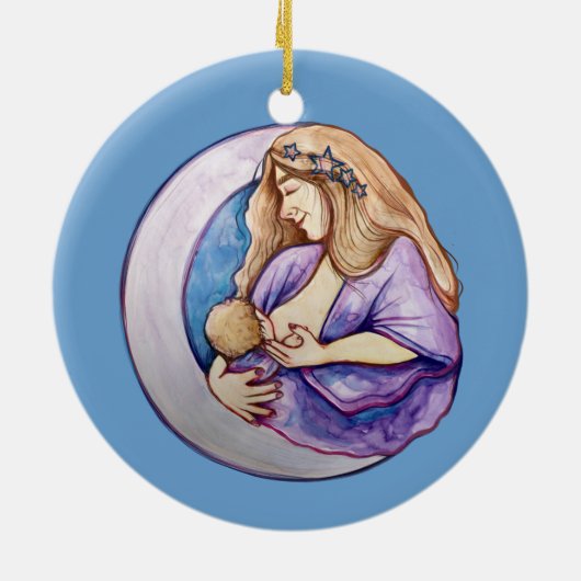 母乳育児生まれたばかりの母育児 セラミックオーナメント (裏面)
