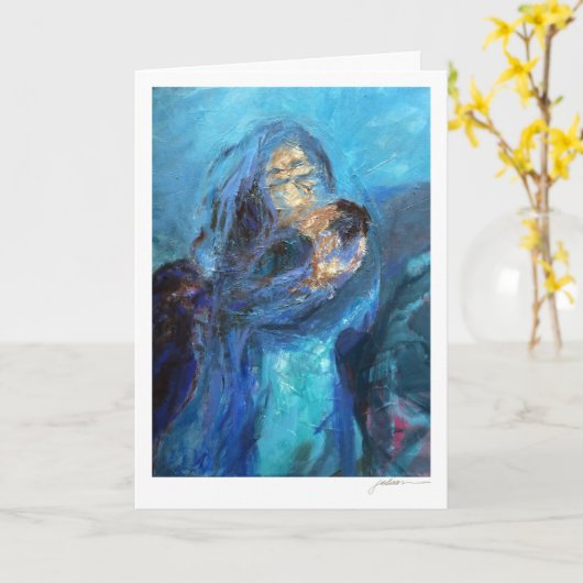 母及び子供 カード (黄色い花)