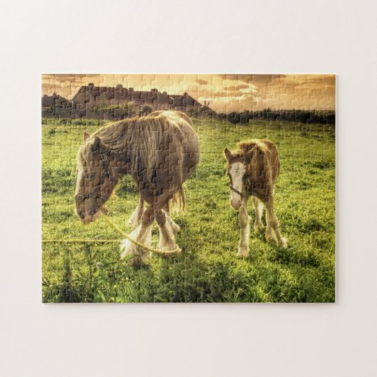 母及び子馬の馬 ジグソーパズル (横)