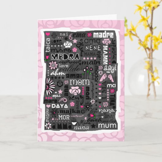 母国語違う母の日札 カード (黄色い花)